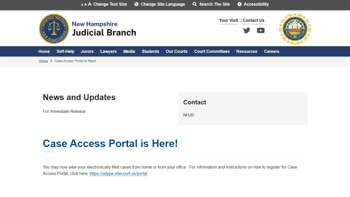 Case Access Portal is Here! | New Hampshire Judicial Branch